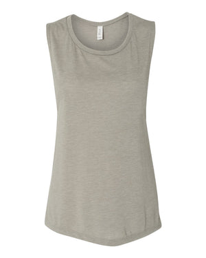 Bella + Canvas 8803 Women's Flowy Scoop Muscle Tank - Heather Stone - 