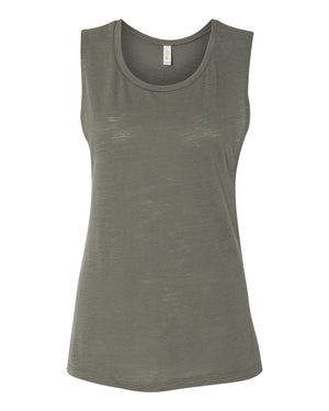 Bella + Canvas 8803 Women's Flowy Scoop Muscle Tank - Olive Slub - 