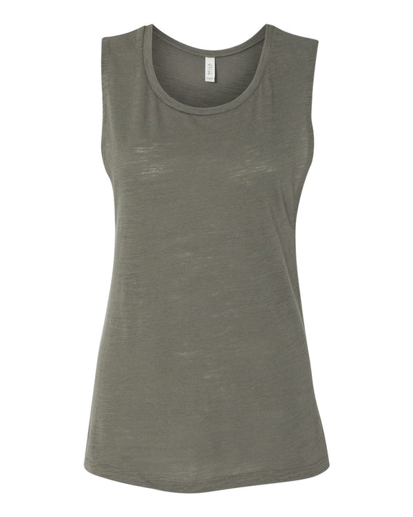 Bella + Canvas 8803 Women's Flowy Scoop Muscle Tank - Olive Slub