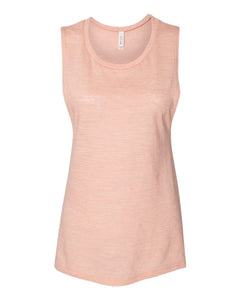 Bella + Canvas 8803 Women's Flowy Scoop Muscle Tank - Peach Slub - 