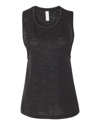 Bella + Canvas 8803 Women's Flowy Scoop Muscle Tank - Solid Black Slub