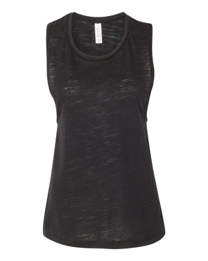 Bella + Canvas 8803 Women's Flowy Scoop Muscle Tank - Solid Black Slub - 