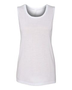 Bella + Canvas 8803 Women's Flowy Scoop Muscle Tank - White - 