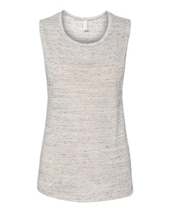Bella + Canvas 8803 Women's Flowy Scoop Muscle Tank - White Marble - 