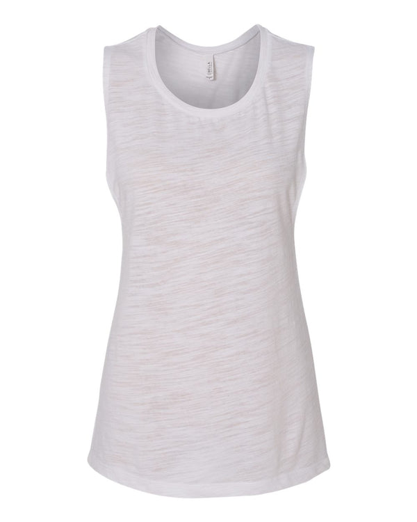 Bella + Canvas 8803 Women's Flowy Scoop Muscle Tank - White Slub