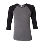 BELLA+CANVAS 2000 Women’s 1x1 Baby Rib Raglan Three-Quarter Sleeve Tee