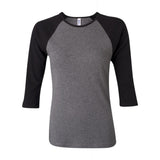 BELLA+CANVAS 2000 Women’s 1x1 Baby Rib Raglan Three-Quarter Sleeve Tee
