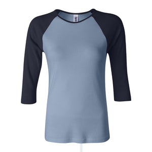 BELLA+CANVAS 2000 Women’s 1x1 Baby Rib Raglan Three-Quarter Sleeve Tee - 