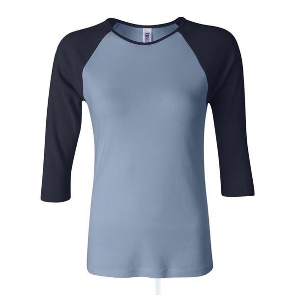 BELLA+CANVAS 2000 Women’s 1x1 Baby Rib Raglan Three-Quarter Sleeve Tee