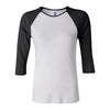 BELLA+CANVAS 2000 Women’s 1x1 Baby Rib Raglan Three-Quarter Sleeve Tee