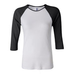 BELLA+CANVAS 2000 Women’s 1x1 Baby Rib Raglan Three-Quarter Sleeve Tee