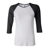 BELLA+CANVAS 2000 Women’s 1x1 Baby Rib Raglan Three-Quarter Sleeve Tee