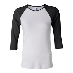 BELLA+CANVAS 2000 Women’s 1x1 Baby Rib Raglan Three-Quarter Sleeve Tee - 