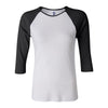 BELLA+CANVAS 2000 Women’s 1x1 Baby Rib Raglan Three-Quarter Sleeve Tee