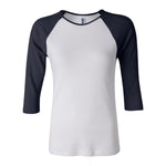 BELLA+CANVAS 2000 Women’s 1x1 Baby Rib Raglan Three-Quarter Sleeve Tee