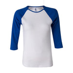 BELLA+CANVAS 2000 Women’s 1x1 Baby Rib Raglan Three-Quarter Sleeve Tee