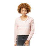 Independent Trading Co EXP64CRP Women's Lightweight Quarter-Zip Pullover Crop Windbreaker
