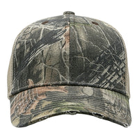Cobra C112-D 6 Panel Distressed Poly/Cotton Front Mesh Back Camo Cap