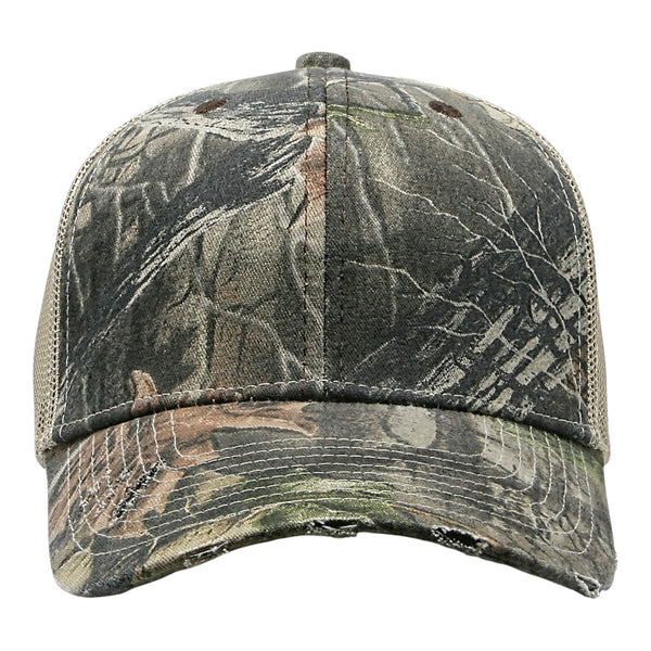 Cobra C112-D 6 Panel Distressed Poly/Cotton Front Mesh Back Camo Cap