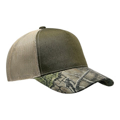 Cobra C112F-C 5 Panel Structured Poly/Cotton Camo Mesh Hat - 