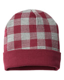 Cap America RKP12 USA-Made Plaid Beanie Checkered Knit Cap