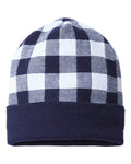 Cap America RKP12 USA-Made Plaid Beanie Checkered Knit Cap