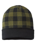 Cap America RKP12 USA-Made Plaid Beanie Checkered Knit Cap