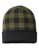 Cap America RKP12 USA-Made Plaid Beanie Checkered Knit Cap