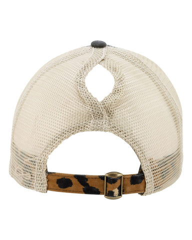 thumbnail image 2 of Silva Lining Women's Leopard Print Baseball Cap - Ponytail Hole & Western Style Designs 2 of 12