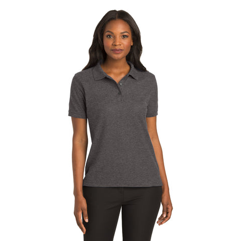 Port Authority L500 Ladies Silk Touch Polo - Charcoal Heather Grey