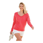 Port & Company LPC098V Women's Beach Wash® Garment-Dyed V-Neck Sweatshirt