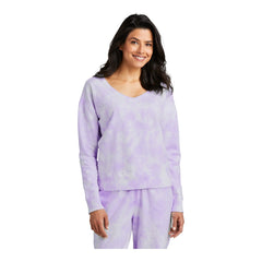 Port & Company LPC140V Women's Beach Wash® Cloud Tie-Dye V-Neck Sweatshirt - 