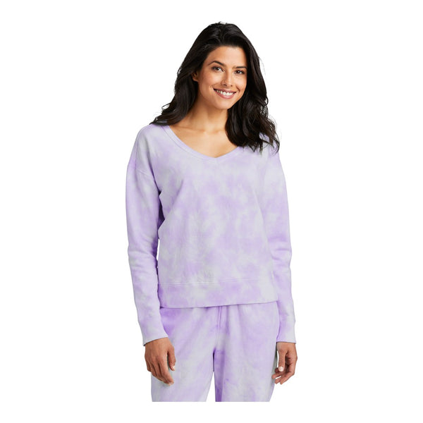 Port & Company LPC140V Women's Beach Wash® Cloud Tie-Dye V-Neck Sweatshirt