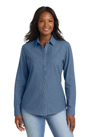 Port & Co LSP10 Women's Long Sleeve Value Denim Shirt - 