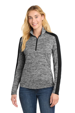 Sport-Tek LST397 Women's PosiCharge Electric Heather Colorblock 1/4-Zip Pullover - 