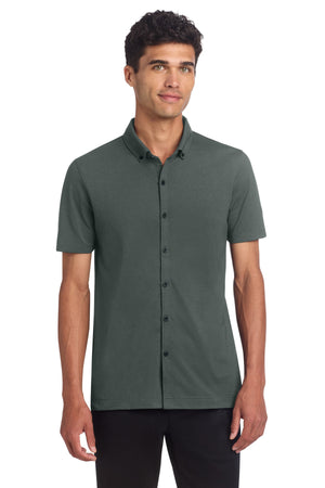 Mercer+Mettle MM1006 Stretch Pique Full-Button Polo - 