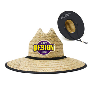 Custom Empire Cove Straw Lifeguard Sun Hats with Cotton Underbrim Coastal Edition - 