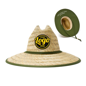 Custom Empire Cove Straw Lifeguard Sun Hats with Cotton Underbrim Coastal Edition - 