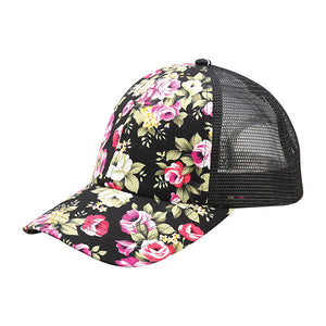 Mega Cap 7655M Floral Print Mesh Cap - 