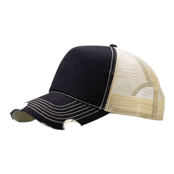 Mega Cap 6984 Distressed Cotton Twill Mesh Trucker