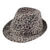 Mega Cap 8935 Leopard Print Faux-Fur Fedora Hat