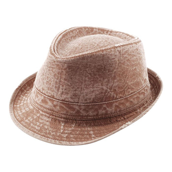 Mega Cap 8922A Washed Fedora Hat with Distressed Look