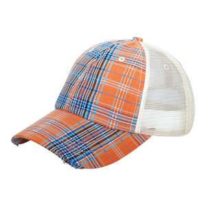 Mega Cap 6853 Low Profile Plaid Mesh Hat - 