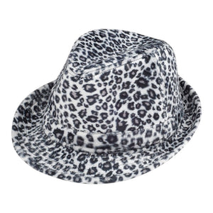 Mega Cap 8935 Leopard Print Faux-Fur Fedora Hat - 