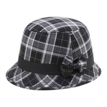 Mega Cap 8944 Infinity Selections Wool Plaid Cloche Hat