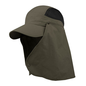 Juniper J7239B Taslon UV Cap with Attachable Neck Flap