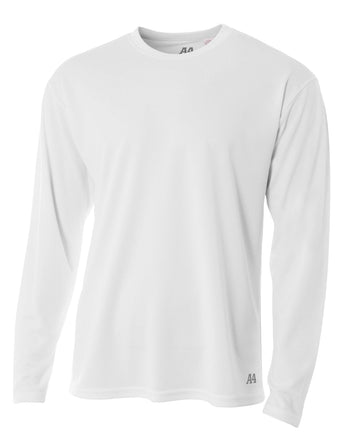 A4 N3253 Men's Long Sleeve Crew Birds Eye Mesh Tee