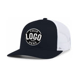 Custom Embroidered Pacific Headwear 104C Trucker Snapback Cap - Flat Embroidery