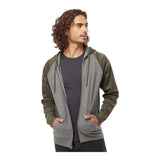 Independent Trading Co PRM33SBZ Unisex Special Blend Raglan Full-Zip Hooded Sweatshirt