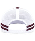 Custom Embroidered Pacific Headwear P115 Low-Profile Stripe Trucker Cap - Flat Embroidery